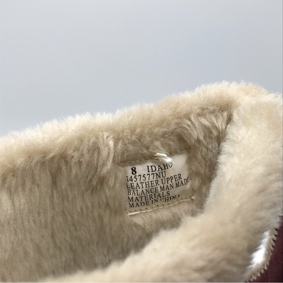 Y2k Roxy Idaho Maroon Leather Faux Fur Slip On Boots 2000's Women's Sz 8 Shoes - Picture 5 of 9